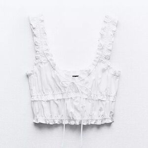 Zara 100% Cotton Poplin Top with Bow